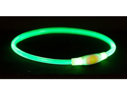 Svítící blikací obojek Flash light ring USB S-M 40 cm/ 8 mm Zelený