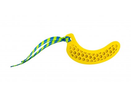Dentální hračka banán přírodní guma pro štěňě se střapcem 12 cm