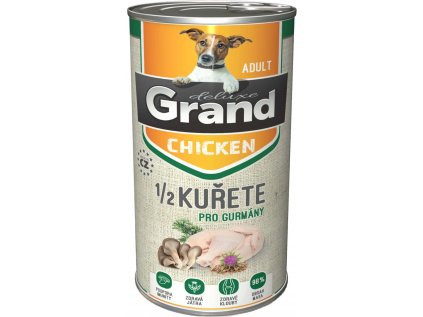 GRAND konz. deluxe pes kuřecí s 1/2 kuřete adult 1300g