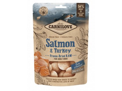 CARNILOVE FREEZE DRIED RAW SNACKS SALMON TURKEY 60G