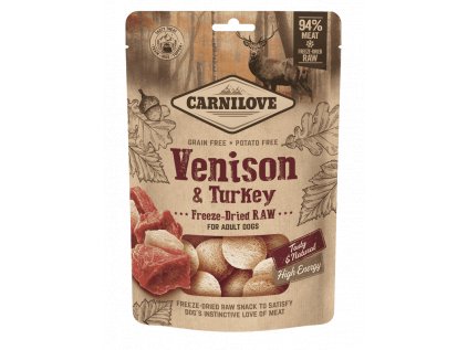 CARNILOVE FREEZE DRIED RAW SNACKS VENISON TURKEY 60G