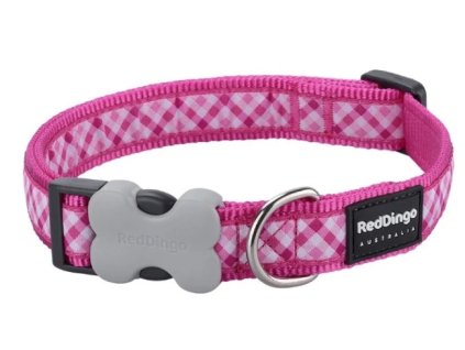 gingham hot pink obojek red dingo pes