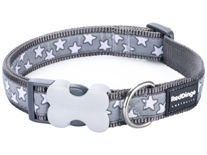 obojek red dingo Stars White on Grey