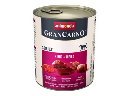 GRANCARNO konzerva ADULT hovězí, srdce 800g pes