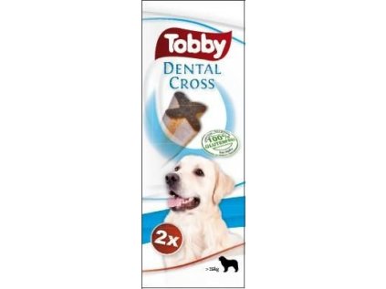 Dentální pochoutka Tobby DENTAL CROSS L pro velké psy 2 ks 100g