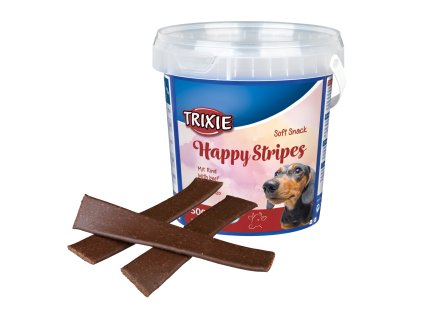 Soft Snack Happy Stripes - hovězí pásky, kyblík 500g