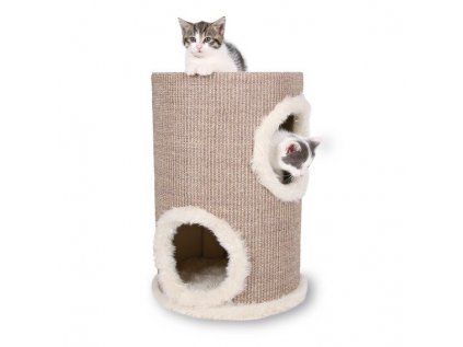Škrábací věž pro kočky s pelíšky a hračkou 33/50 cm