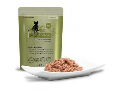 Kapsička Catz finefood No.5 - s lososem a drůbežím masem 85 g