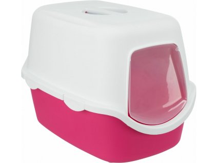 WC pro kočku kryté Domek VICO 40x40x56cm růžová/bílá
