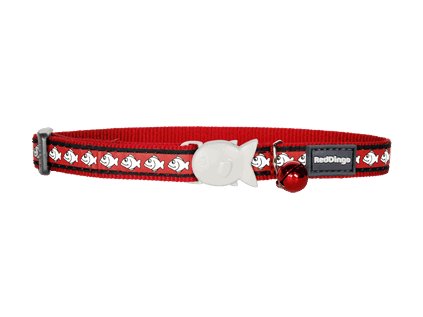 Obojek pro kočku reflexní RED DINGO 20-32cm/12mm Červená FISH