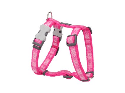 Postroj pro psa střední Red Dingo 20mm/45-66cm Paw Impressions Hot Pink