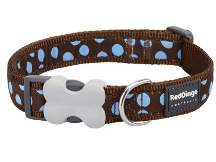obojek red dingo blue spots on brown
