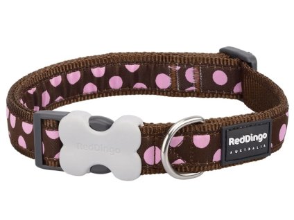 obojek red dingo pink spots on brown
