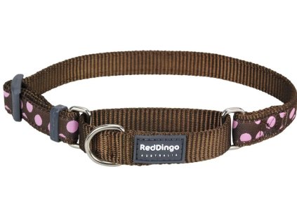 obojek polostahovaci red dingo pink spots on brown