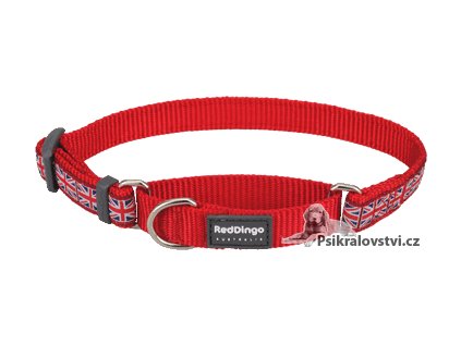 Obojek Red Dingo polostahovací pro psa 26-40cm/15mm Union Jack Flag