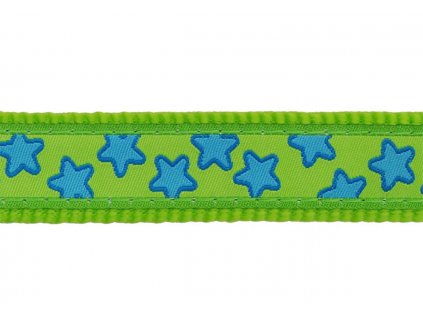 Postroj pro psa M Red Dingo 15mm/36-54cm Stars Turquoise on Lime Green