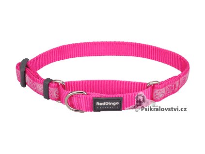 Obojek Red Dingo polostahovací pro psa 33-50cm/20mm Paw Impressions Hot Pink