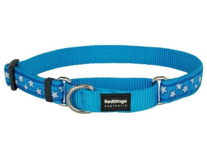 Obojek Red Dingo polostahovací pro psa 26-40cm/15mm Stars White on Turquoise
