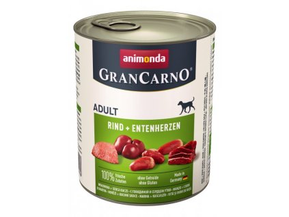 GRANCARNO konzerva ADULT hovězí/kachní srdce 800g pes