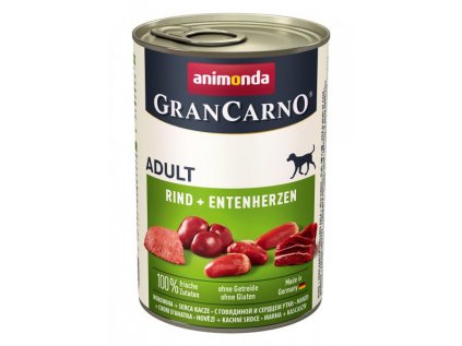 GRANCARNO konzerva ADULT hovězí/kachní srdce 400g pes