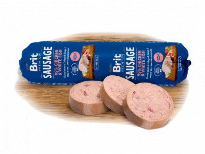 Brit Sausage Chicken and White Fish 800g