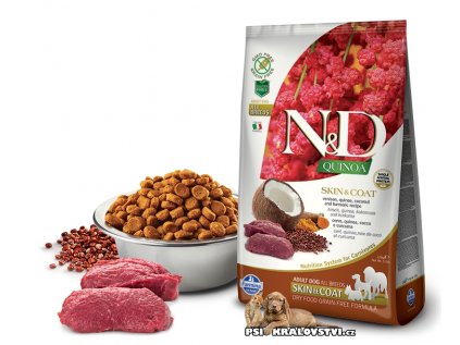 N&D GF Quinoa DOG Skin&Coat Venison & Coconut 800g