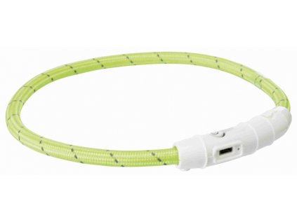 Svítící obojek USB kulatý na krk psa M-L 45 cm zelená