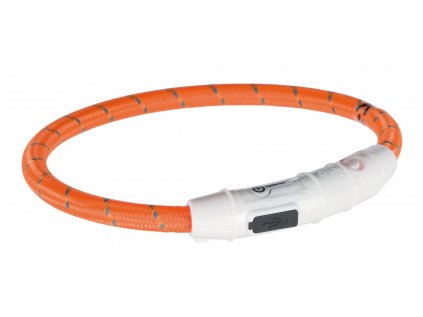 Svítící obojek USB kulatý na krk psa M-L 45 cm oranžová