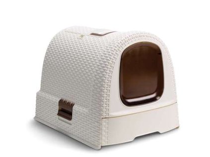 Curver WC pro kočku kryté domek Rattan 39x39x51cm Vintage