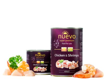 Nuevo kočka adult Kuře a krevety konzerva 400g