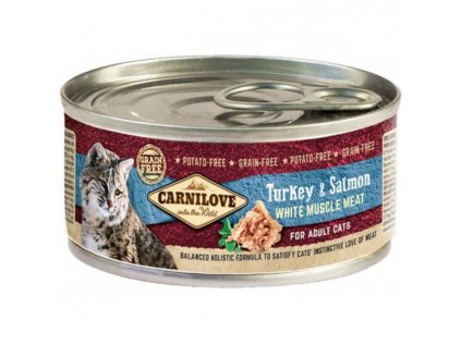 Carnilove White konz Mus Meat Turkey&Salmon Cats 100g