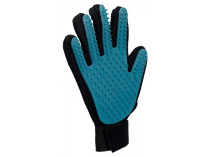 Masážní rukavice pro psa černo/modrá 16 x 24 cm