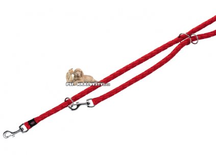 Vodítko pro psa kulaté Přepínací nylon DOUBLE S-M 2m/12 mm RED