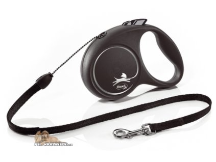 Samonavíjecí vodítko FLEXI Black Design S lanko 5m/12kg stříbrná NEW