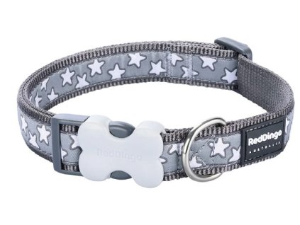 obojek red dingo sedy star white on grey