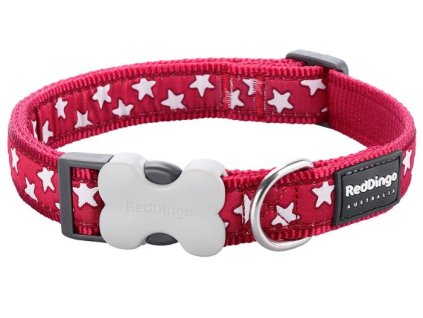 obojek red dingo cerveny star white on red