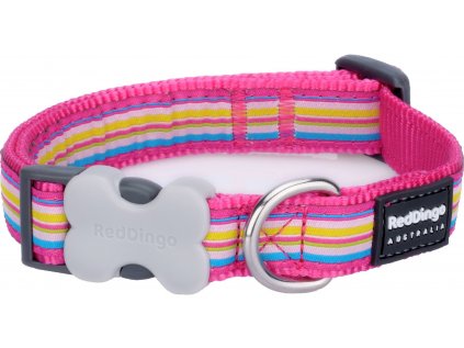 Obojek Red Dingo 31-47cm/20mm Horizontal Stripes Hot Pink