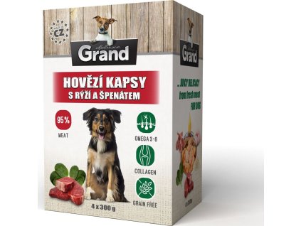 GRAND Deluxe Hovězí kapsičky s rýží a špenátem 4 x 300g