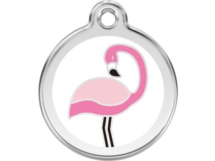 Známka RED DINGO malá s rytím Flamingo Plameňák - Bílá