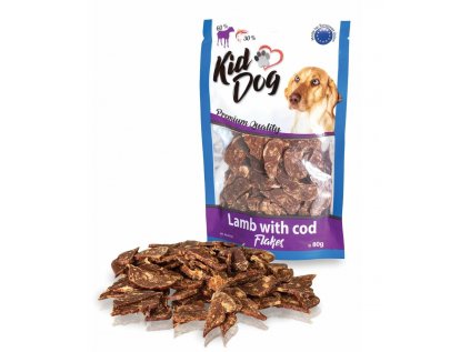 KIDDOG jehněčí lupínky s mořskou treskou 80 g