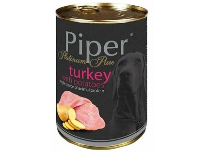 PIPER PLATINUM PURE krůta s bramborami, konzerva pro psy, 400 g