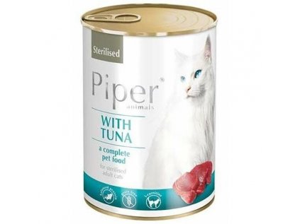 PIPER CAT konzerva pro sterilizované kočky, s tuňákem, 400g