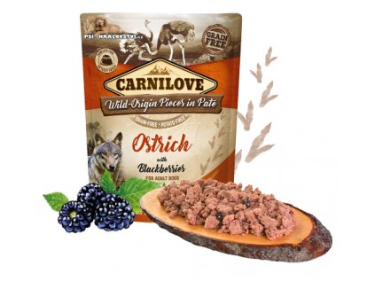 Carnilove Dog Pouch Paté Ostrich & Blackberries 300g