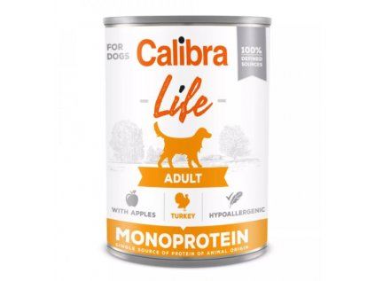 Calibra Dog Life konzerva Monoprotein Adult Turkey with apples 400g