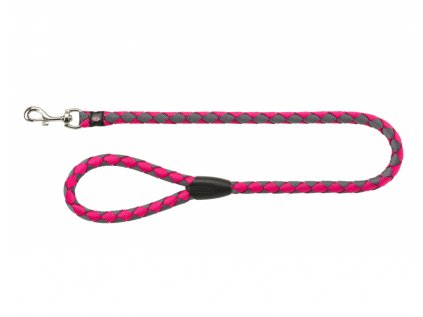 Vodítko pro psa kulaté do ruky DOUBLE nylon L-XL 1m/18 mm FUCHSIA/GRAPHITE