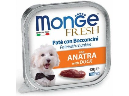 MONGE FRESH - paštika a kousky s kachnou 100 g pro psy