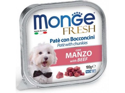 MONGE FRESH - paštika a kousky s hovězím 100 g pro psy