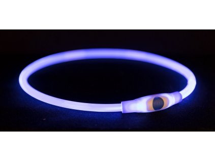 Svítící blikací obojek Flash light ring USB L-XL do 65 cm Modrá