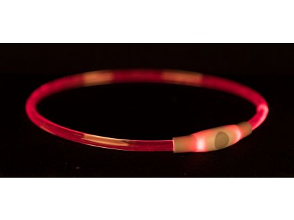 Svítící blikací obojek Flash light ring USB L-XL do 65 cm Červená