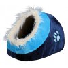 Pelíšek pro psa MINOU kukaň Modrý s kožešinkou 41x35x26cm